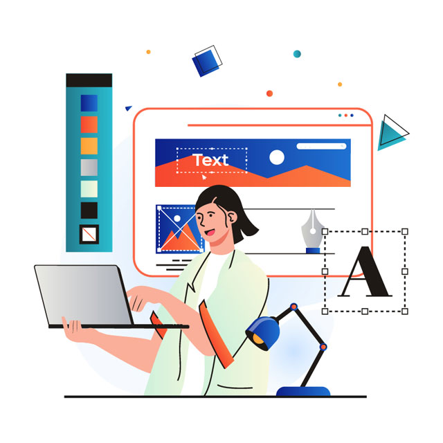 Graphic Designer Working Illustration